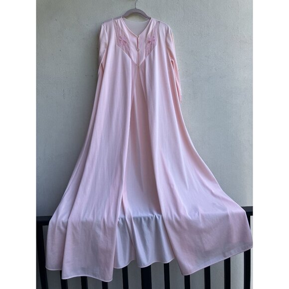 Vintage 60s Sears Womens Pink Semi Sheer Dressing Gown Size S 100% Nylon Boudoir - Picture 7 of 10
